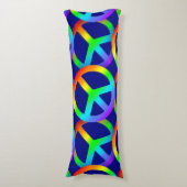 Rainbow Peace Sign Lichaamskussen (Voorkant Verticaal)