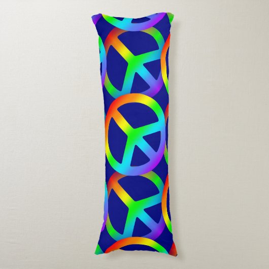 Rainbow Peace Sign Lichaamskussen (Voorkant Verticaal)