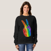 Rainbow Peace Sign Love Lesbian Gay LGBT Pride Trui (Voorkant volledig)