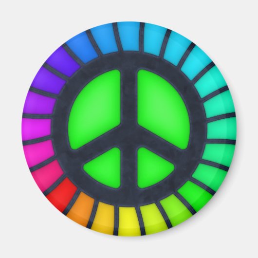 Rainbow Peace Sign Magneet (Voorkant)
