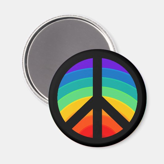 Rainbow Peace Sign Magnet (Voorkant / Achterkant)
