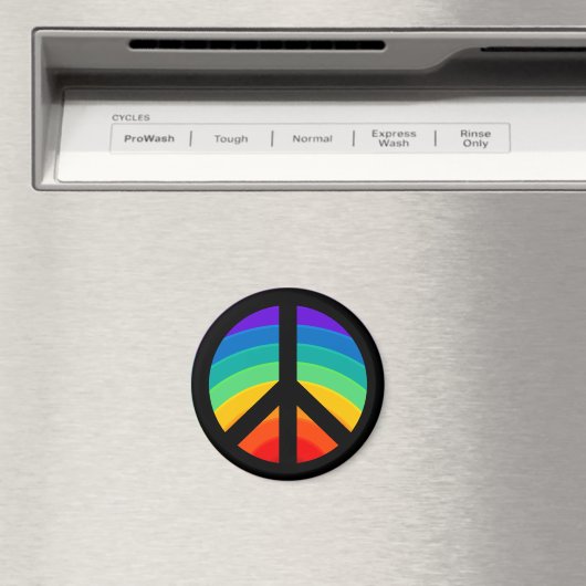 Rainbow Peace Sign Magnet (Insitu (Vaatwasser))
