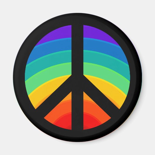 Rainbow Peace Sign Magnet (Voorkant)
