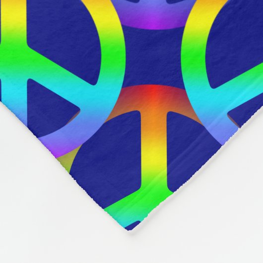 Rainbow Peace Sign met aangepaste tekst Fleece Deken (Hoek)