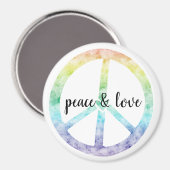 Rainbow Peace Sign met hart gepersonaliseerd Magneet (Voorkant / Achterkant)
