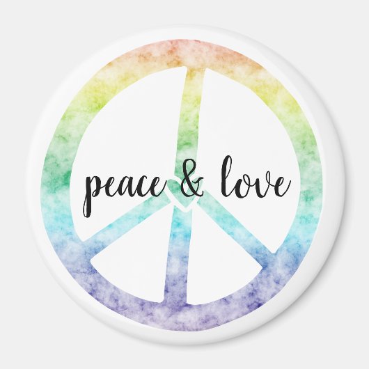 Rainbow Peace Sign met hart gepersonaliseerd Magneet (Voorkant)