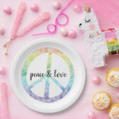 Rainbow Peace Sign met hart gepersonaliseerd Papieren Bordje (Feest)