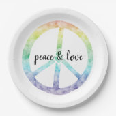 Rainbow Peace Sign met hart gepersonaliseerd Papieren Bordje (Voorkant)