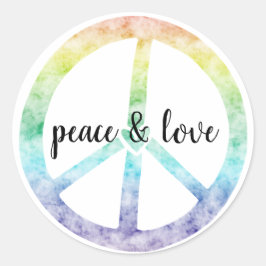 Rainbow Peace Sign met hart gepersonaliseerd Ronde Sticker