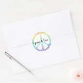 Rainbow Peace Sign met hart gepersonaliseerd Ronde Sticker (Envelop)
