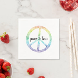 Rainbow Peace Sign met hart gepersonaliseerd Servet