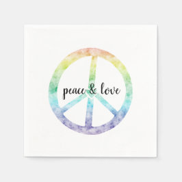 Rainbow Peace Sign met hart gepersonaliseerd Servet
