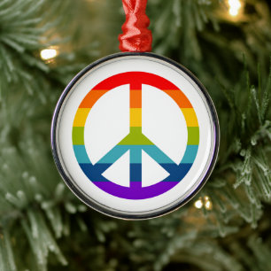 Rainbow Peace Sign Metalen Ornament