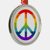 Rainbow Peace Sign Metalen Ornament (Rechts)