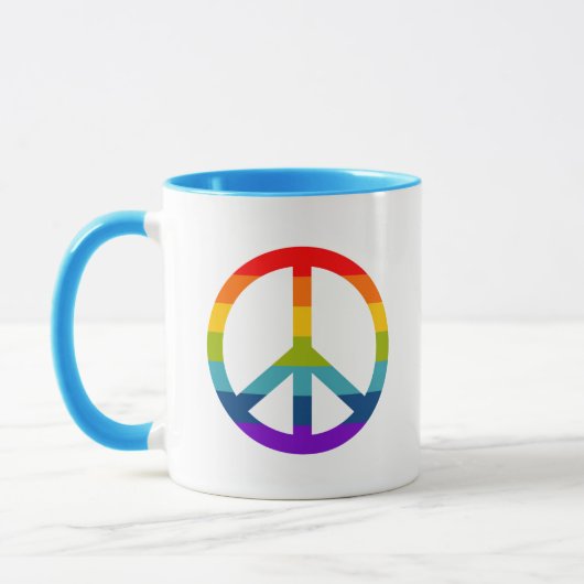 Rainbow Peace Sign Mok (Links)