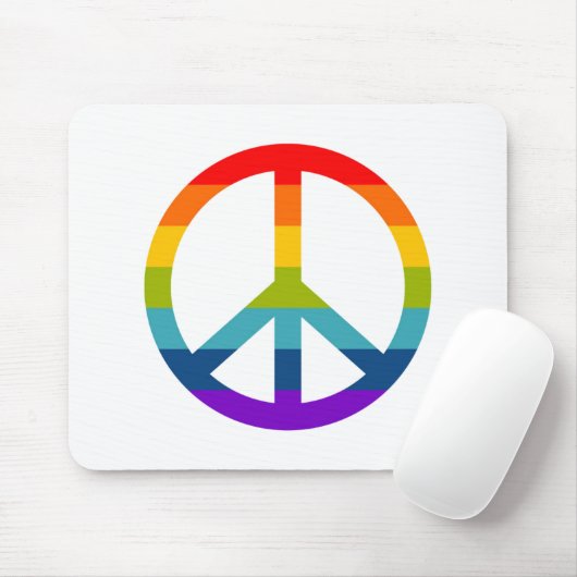Rainbow Peace Sign Muismat (Met muis)