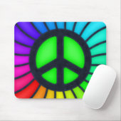 Rainbow Peace Sign Muismat (Met muis)