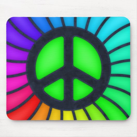 Rainbow Peace Sign Muismat (Voorkant)