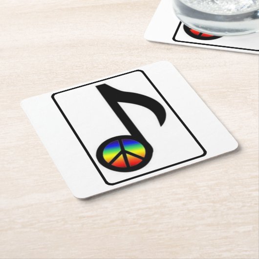 Rainbow Peace Sign Music Note Onderzetters (Schuin)