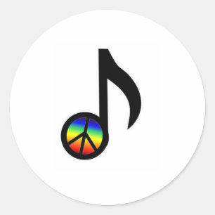 Rainbow Peace Sign Music Note Ronde Sticker