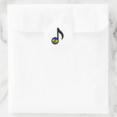 Rainbow Peace Sign Muzieknotitie Ronde Sticker (Tas)