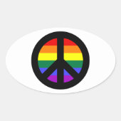 Rainbow Peace Sign Ovale Sticker (Voorkant)