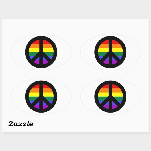 Rainbow Peace Sign Ovale Sticker (Vel)