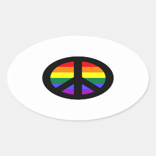 Rainbow Peace Sign Ovale Sticker