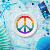Rainbow Peace Sign Papieren Bordje (Feest)