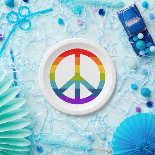 Rainbow Peace Sign Papieren Bordje (Feest)