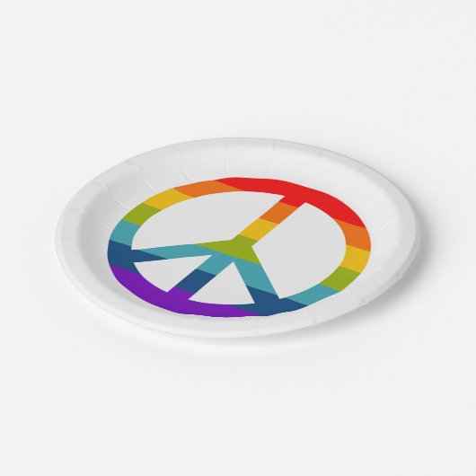 Rainbow Peace Sign Papieren Bordje (Gekanteld)