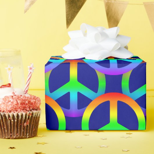 Rainbow Peace Sign Patroon Cadeaupapier (Verjaardagsfeest)