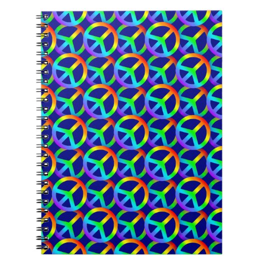 Rainbow Peace Sign Patroon Notitieboek (Voorkant)