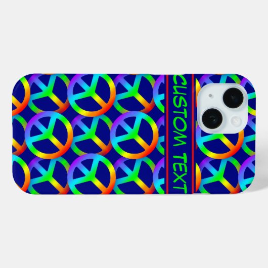 Rainbow Peace Sign Phone Case met aangepaste tekst (Achterkant (horizontaal))