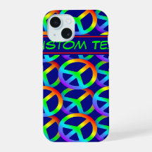 Rainbow Peace Sign Phone Case met aangepaste tekst