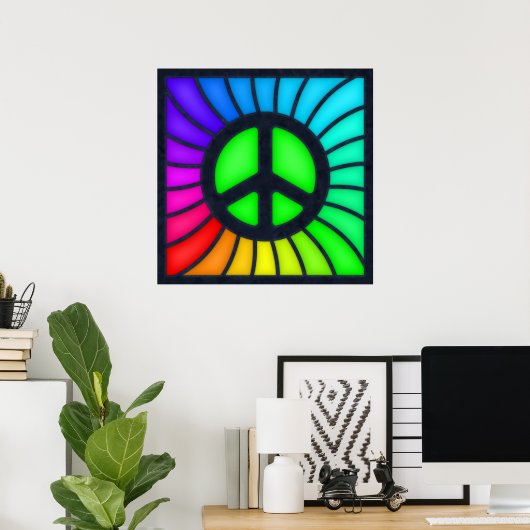 Rainbow Peace Sign Poster (Thuiskantoor)