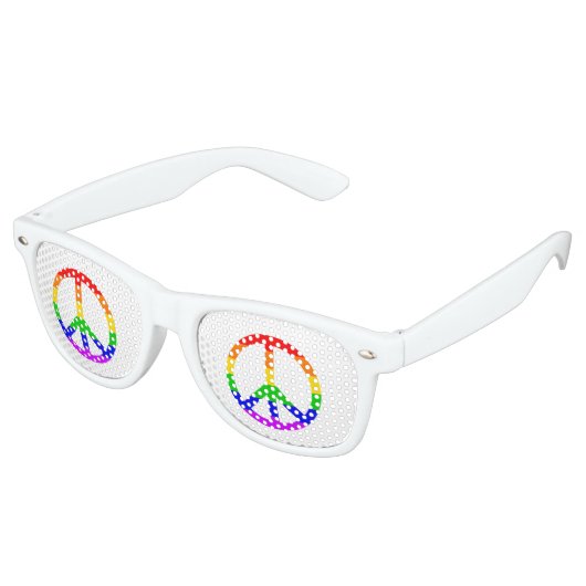 Rainbow Peace Sign Retro Zonnebril (Gekanteld)