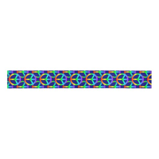 Rainbow Peace Sign Ribbon Grosgrain Lint (Voorkant)