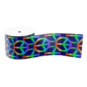 Rainbow Peace Sign Ribbon Grosgrain Lint