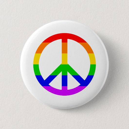 Rainbow Peace Sign Ronde Button 5,7 Cm (Voorkant)