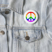 Rainbow Peace Sign Ronde Button 5,7 Cm (In situ)