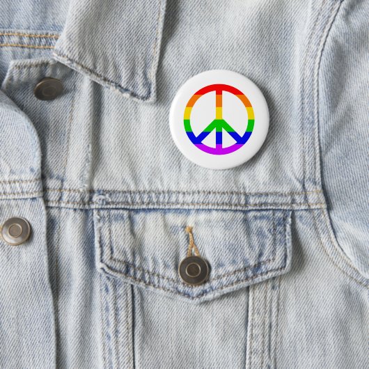 Rainbow Peace Sign Ronde Button 5,7 Cm (In situ)