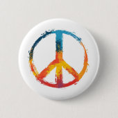 Rainbow Peace Sign Ronde Button 5,7 Cm (Voorkant)