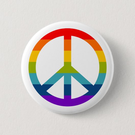 Rainbow Peace Sign Ronde Button 5,7 Cm (Voorkant)