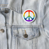 Rainbow Peace Sign Ronde Button 5,7 Cm (In situ)