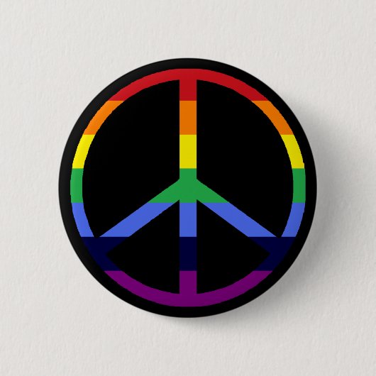 Rainbow Peace Sign Ronde Button 5,7 Cm (Voorkant)