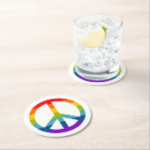 Rainbow Peace Sign Ronde Kartonnen Onderzetter (Insitu)