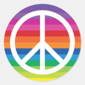 Rainbow Peace Sign Ronde Sticker (Voorkant)