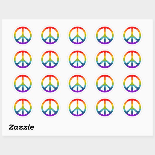 Rainbow Peace Sign Ronde Sticker (Vel)