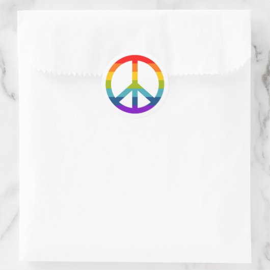Rainbow Peace Sign Ronde Sticker (Tas)